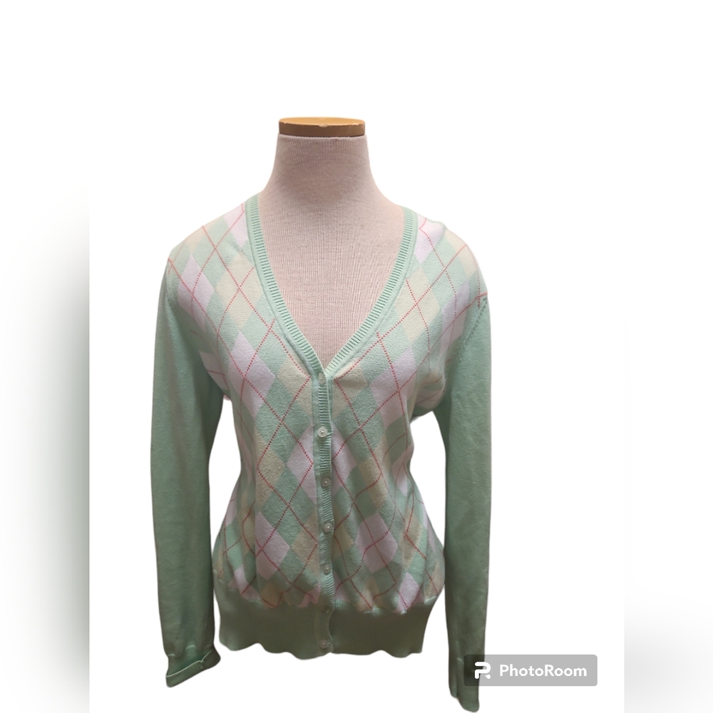 Brooks Brothers Argyle cardigan Lime Green